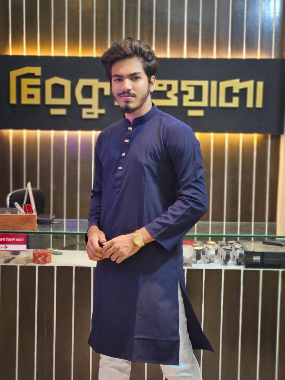 China micro stitch solid panjabi - Image 1