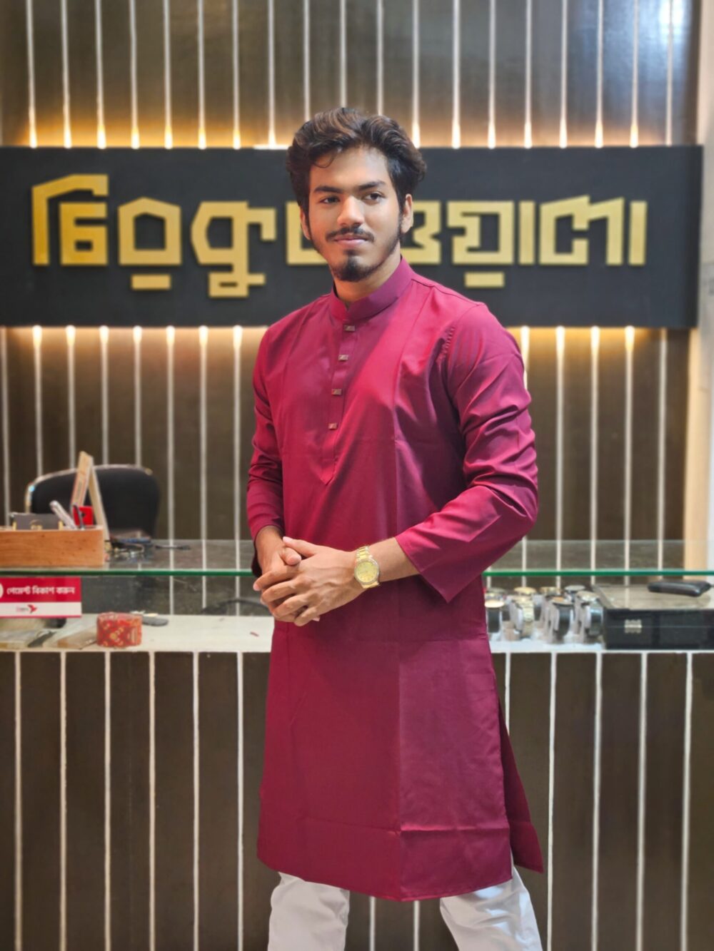 China micro stitch solid panjabi - Image 1