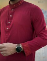 Premium sequence work Maroon Colour Panjabi - Image 3