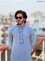 Premium Embroidery Work Sky Blue Colour Panjabi