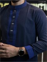Premium Embroidery Work Navy blue Colour Panjabi - Image 4