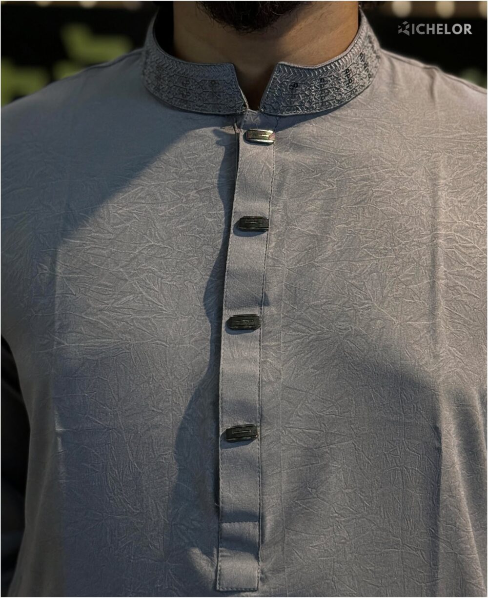 Premium sequence work Ash Colour Panjabi - Image 3