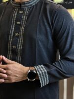 Premium Embroidery Work Black Colour Panjabi - Image 4