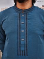 Premium Embroidery Work Sea green Colour Panjabi - Image 2