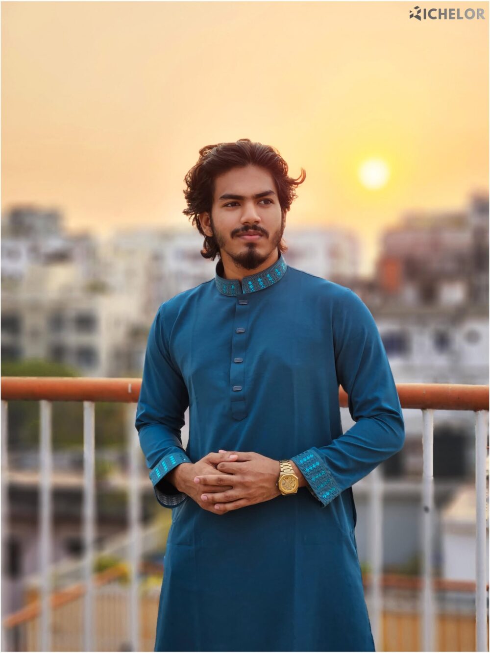 Premium sequence work Sea Green Colour Panjabi - Image 1