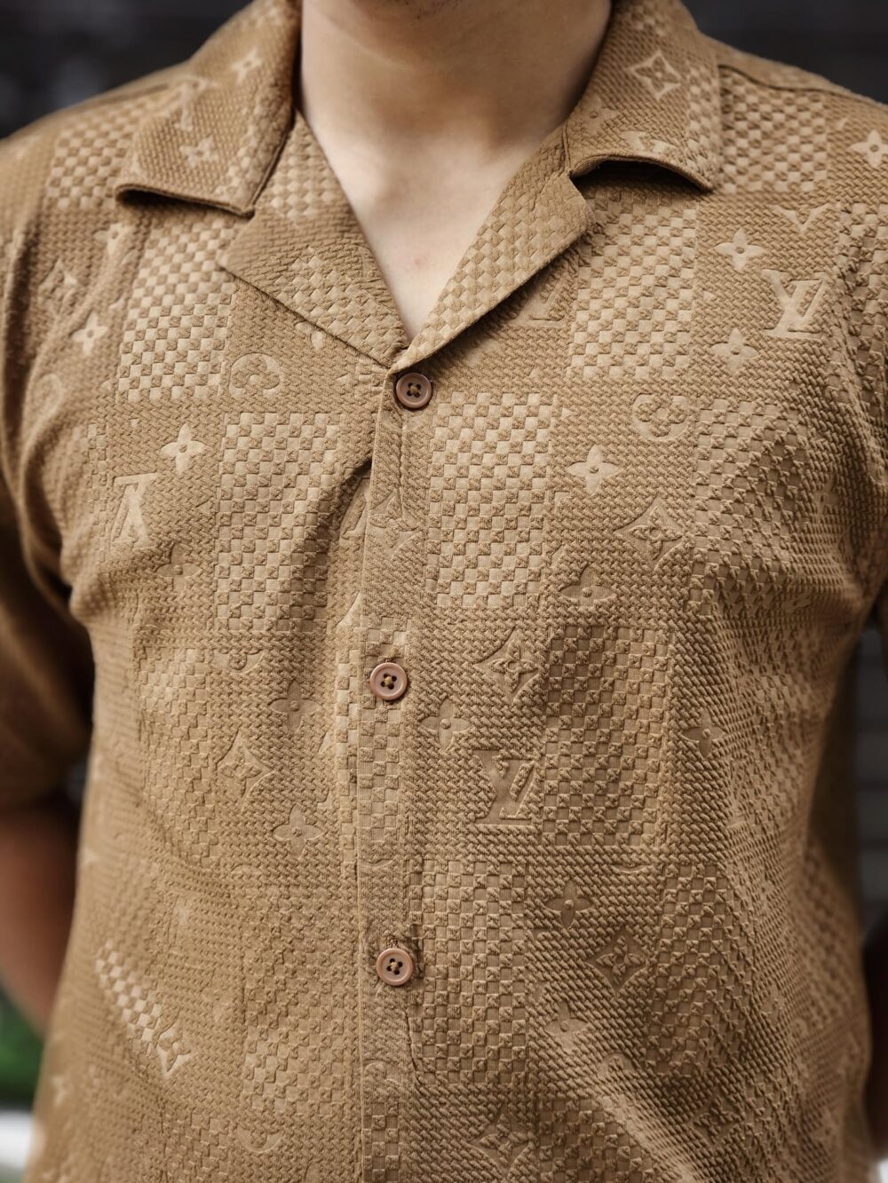 Imported China Original Embryos fabrics Shirt - Colour (Brown) - Image 2