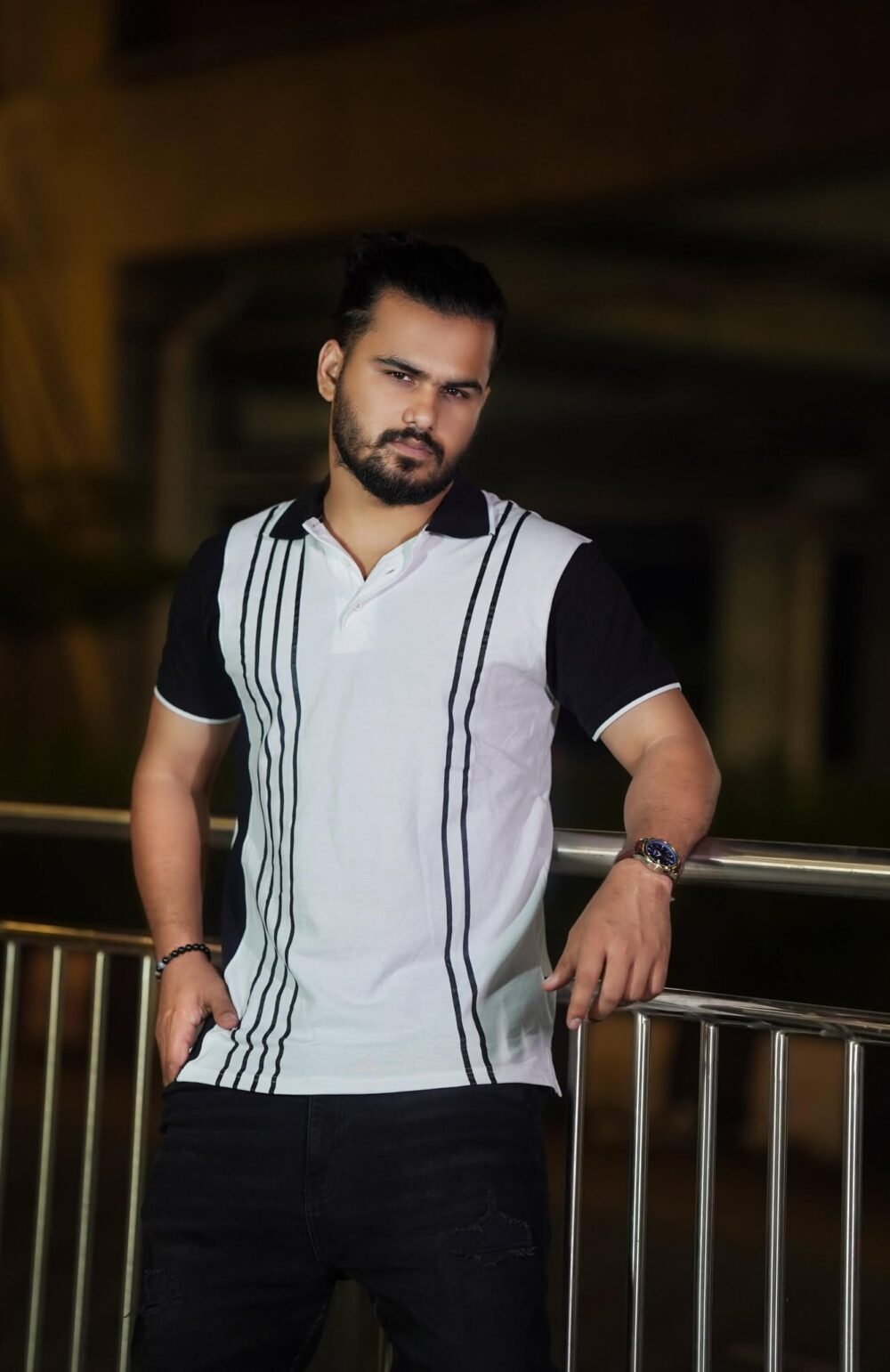 premium Quality PK Polo T-shirt -Colour black and White step - Image 1