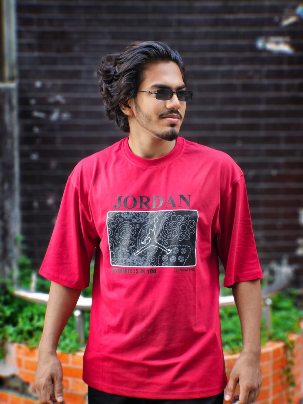 Drop shoulder T-shirt -Colour (maroon ) - Image 1