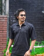 Tailored Zipper Polo with China original Embryos fabric- Colour (Black)