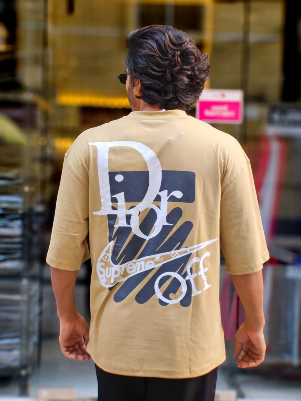 Drop shoulder T-shirt -Colour (Cream ) - Image 2