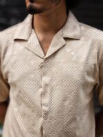 Imported China Original Embryos fabrics Shirt - Colour (Cream ) - Image 2