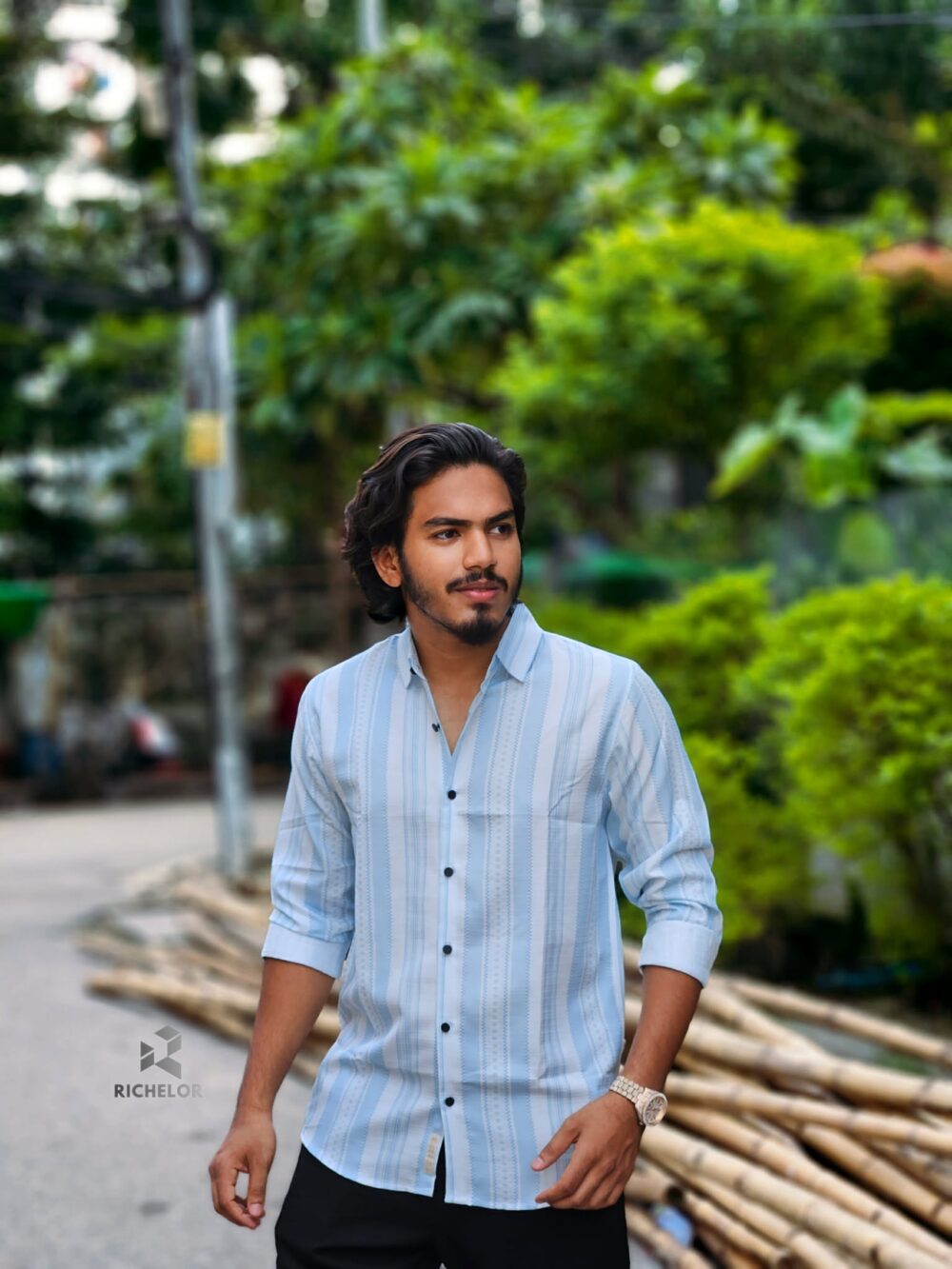 China Silk Popcorn Shirt Colour (Sky) - Image 1