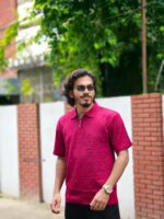 Zipper Polo, China Original Embryos fabric Colour (Maroon)