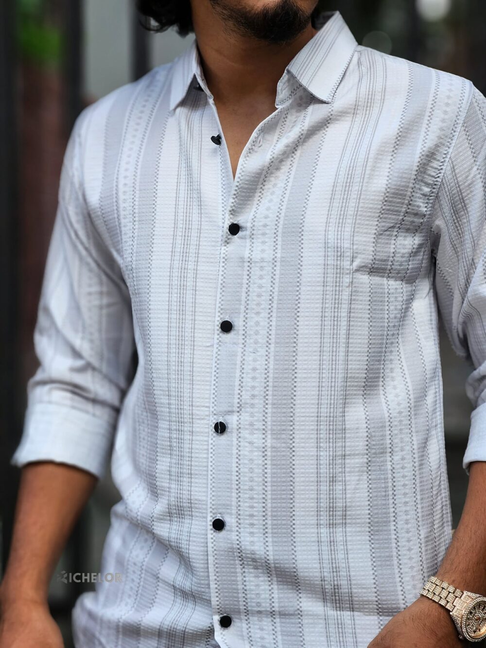 China Silk Popcorn Shirt Colour (Ash) - Image 2