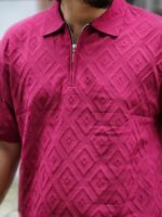 Zipper Polo, China Original Embryos fabric Colour (Maroon) - Image 2