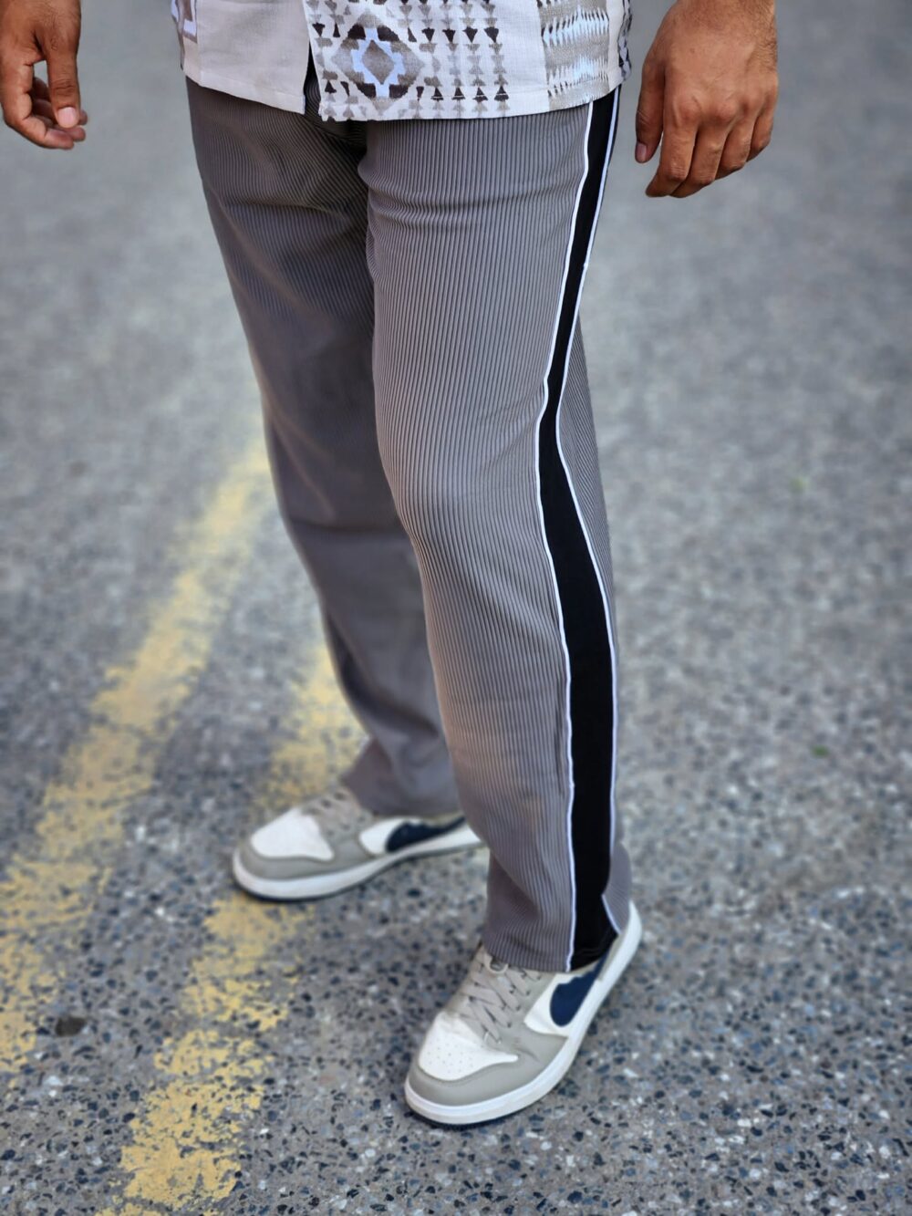 Premium fancy fabric semi baggy Pant Colour (Ash) - Image 1