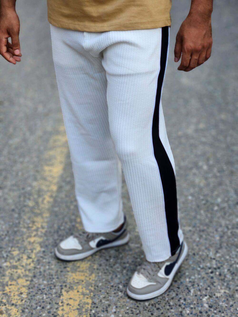 Premium fancy fabric semi baggy Pant Colour (White) - Image 1