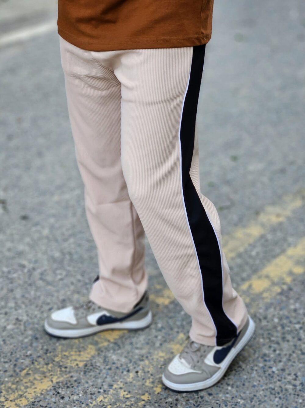 Premium fancy fabric semi baggy Pant Colour (Cream ) - Image 1